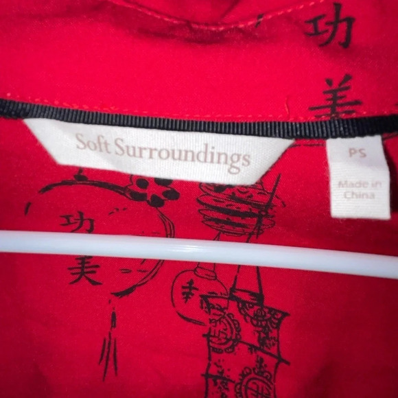 Soft Surroundings Asian Pagoda Tunic Top Size Petite Small Red Lantern Blouse - Picture 4 of 10